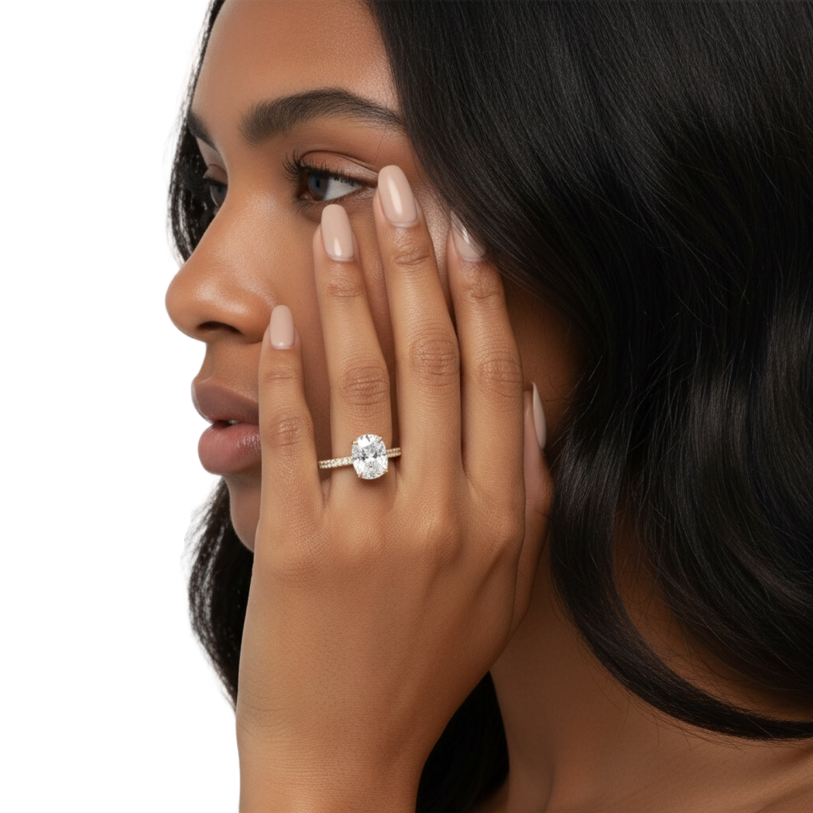 3.0CT Cushion Cut Hidden Halo Pavé Engagement Ring