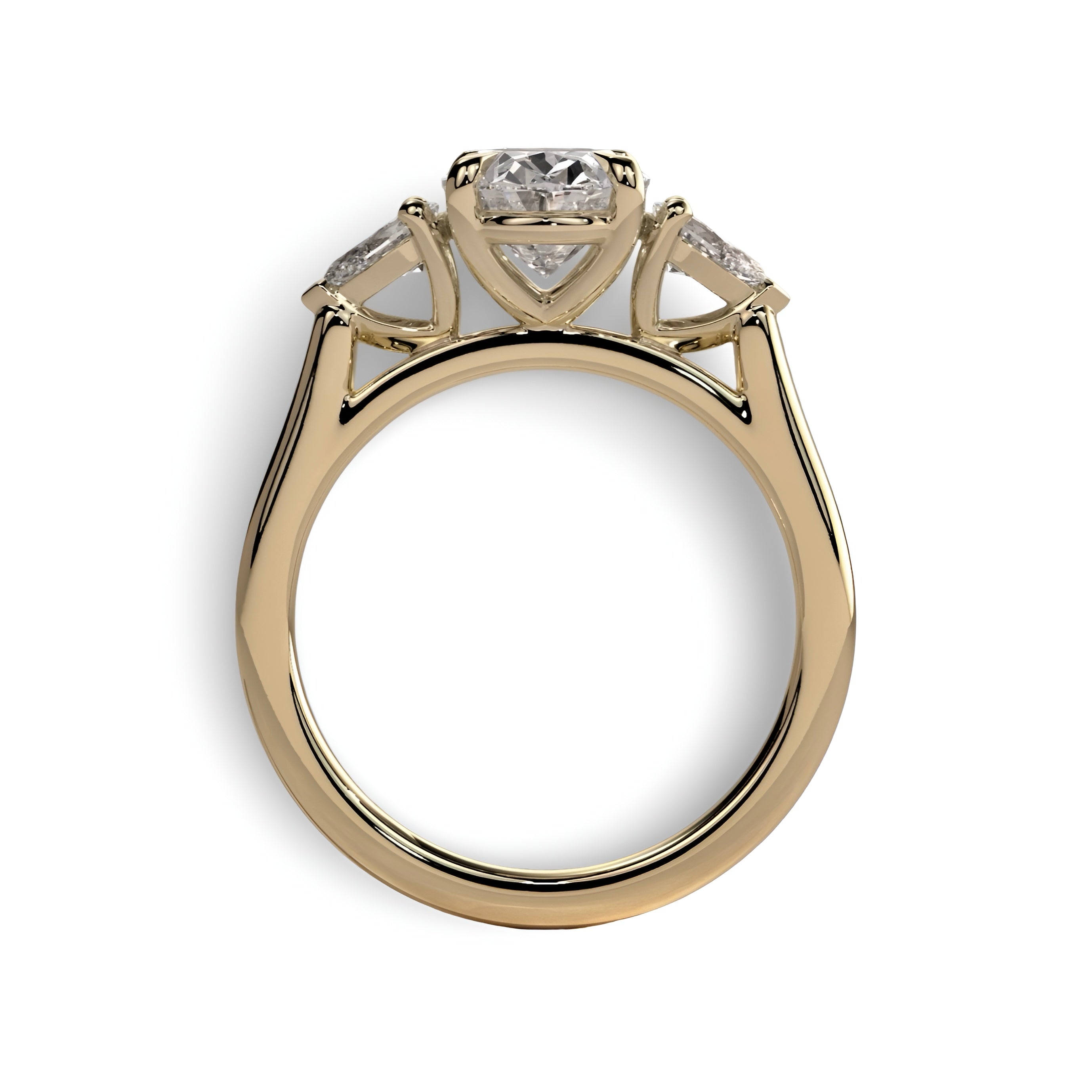 MG AURELIA™️ 3-Stone Oval Cut Ring with Pear Side Stones - 9-18K Yellow Gold