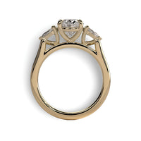 MG AURELIA 3-Stone Oval Cut Ring with Pear Side Stones - 9-18K Yellow Gold