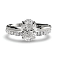 Oval Solitaire & Pavé Band Ring Set