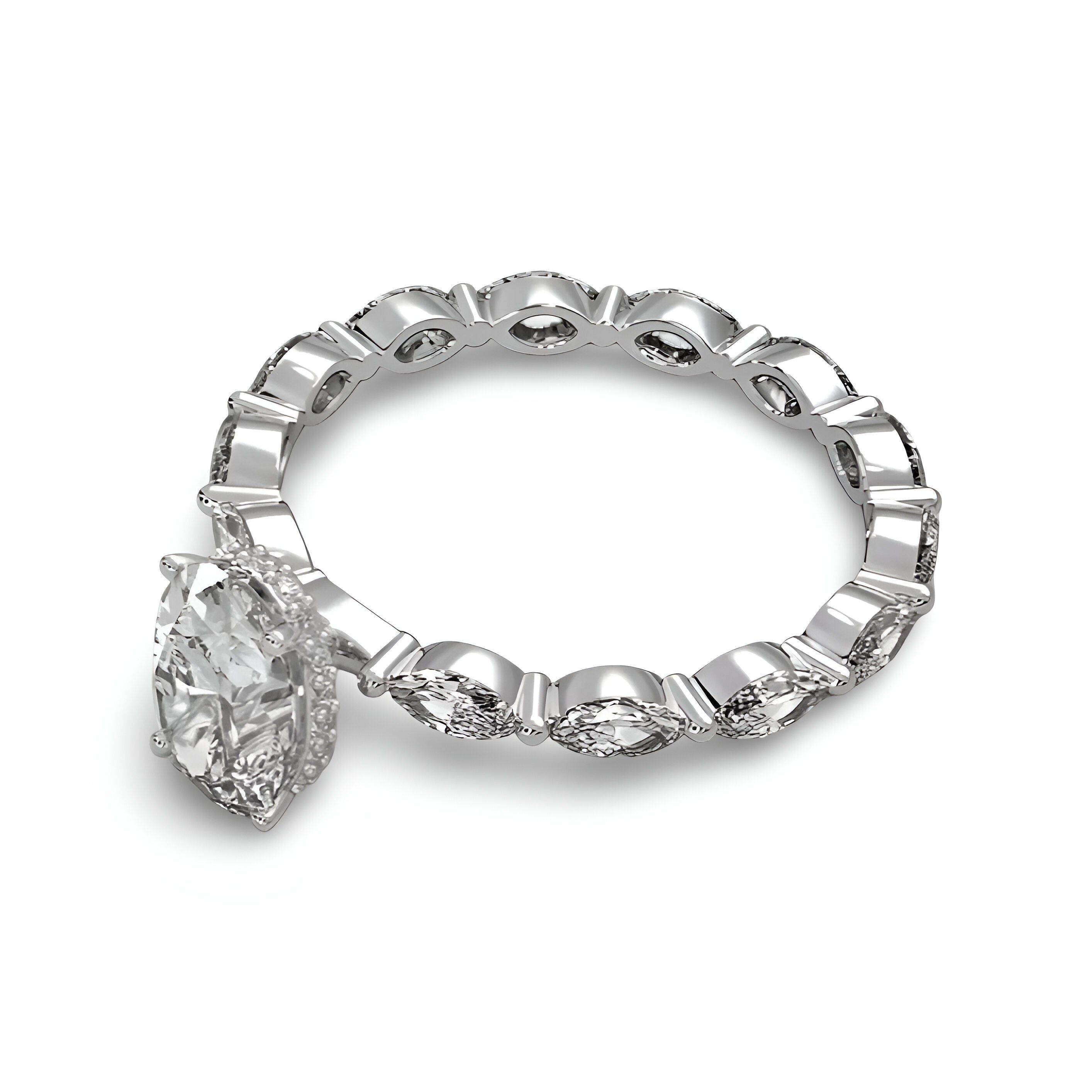 2.0CT Oval Cut W/ Full Marquise Band