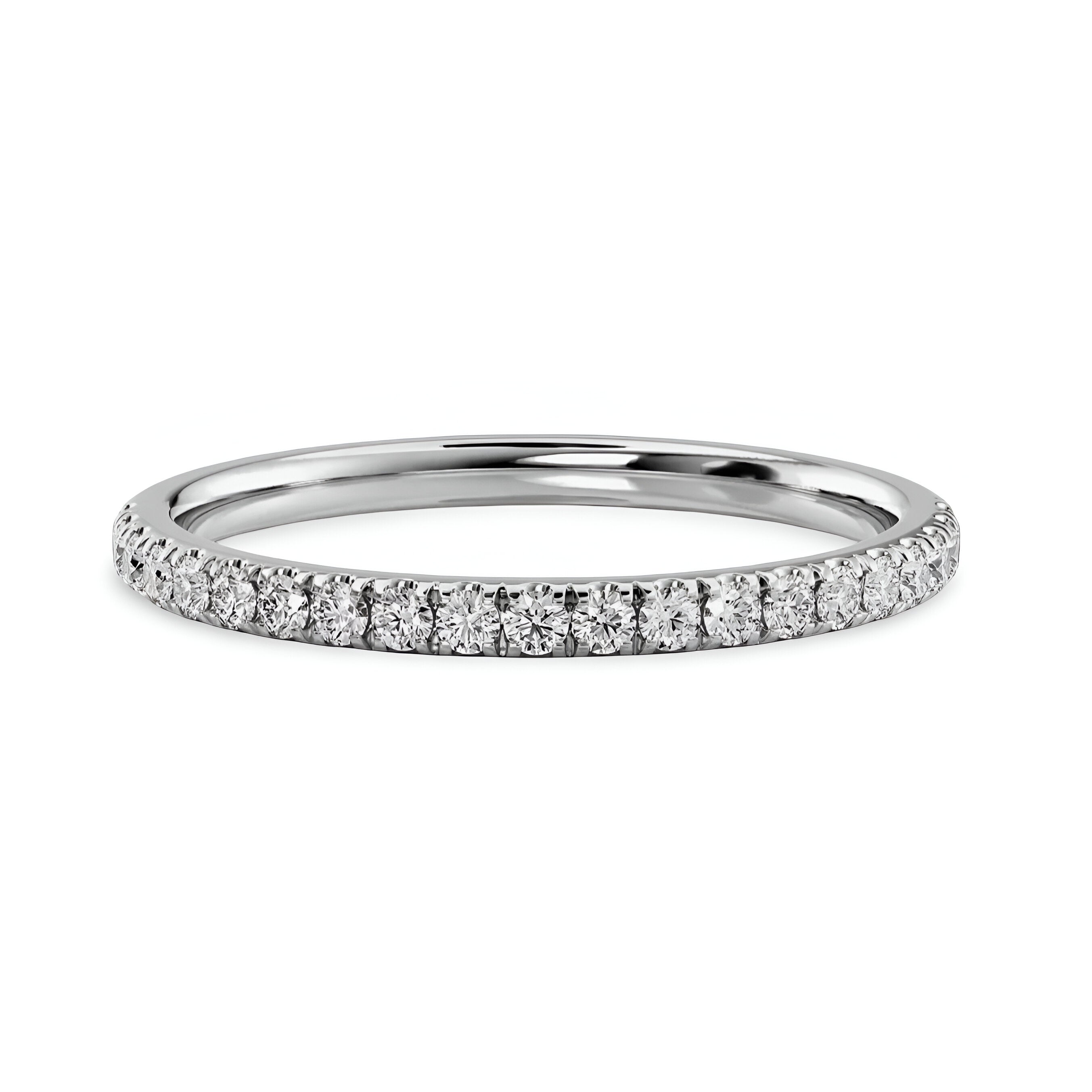 Round Brilliant Half Pavé Band – 0.10ct Stones | Sterling Silver