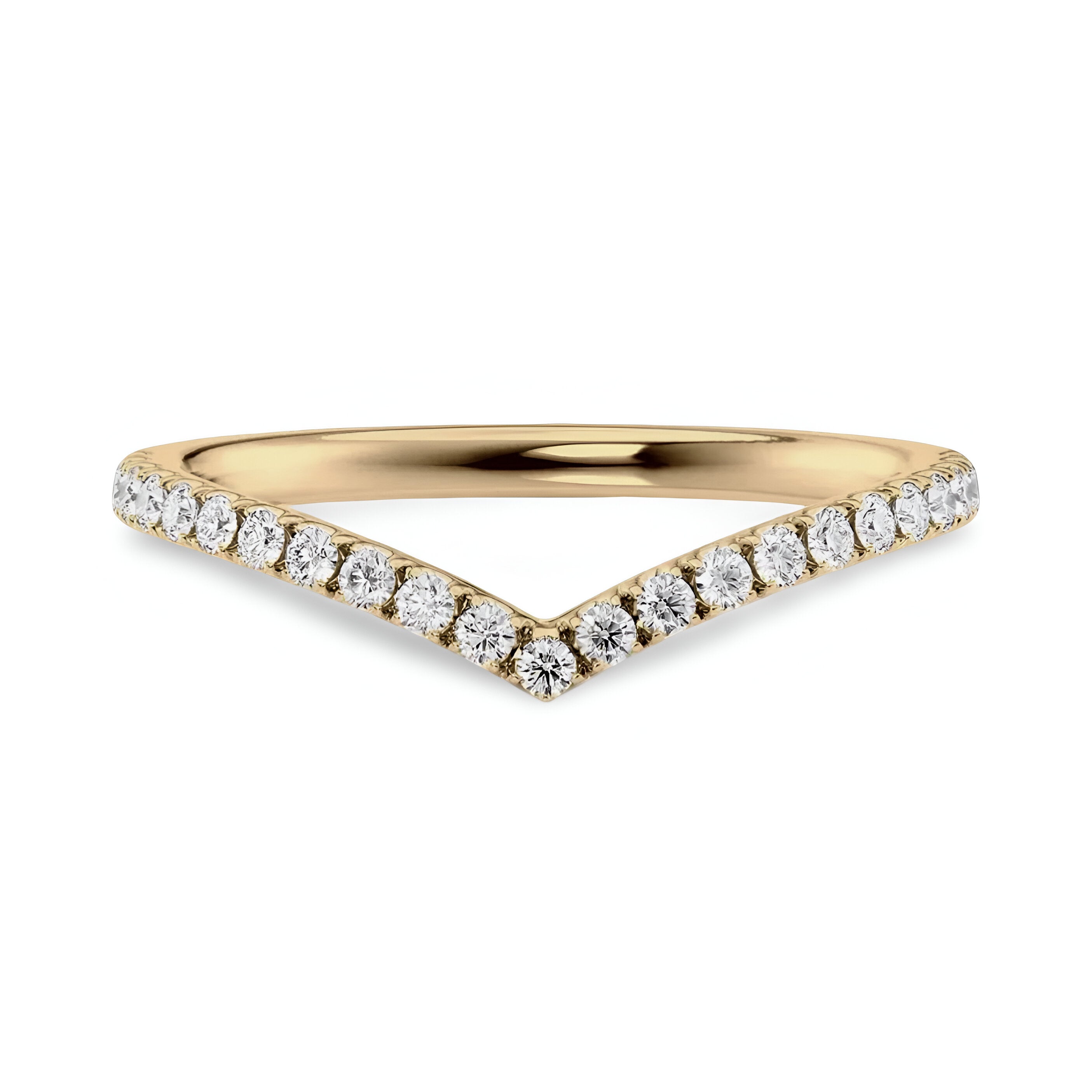 V-Shaped Round Brilliant Half Pavé Band – 0.10ct Stones | 9kt / 14kt Yellow Gold