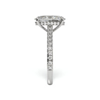 4.0ct Oval Cut Cathedral Hidden Halo Ring with Pavé Band – Sterling Silver & White Gold