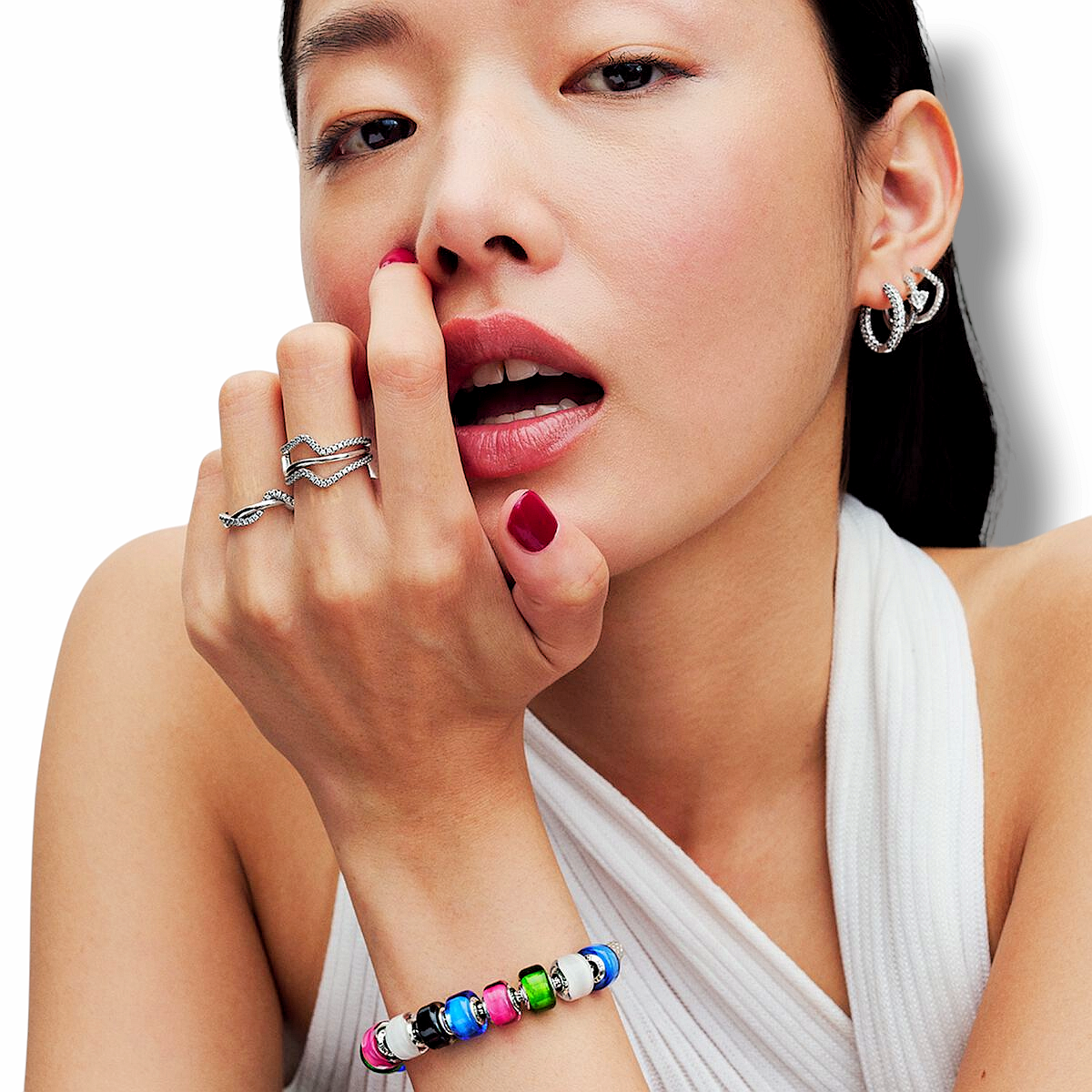 Sparkling Heartstone Hoop Earrings - MG ESSENCE