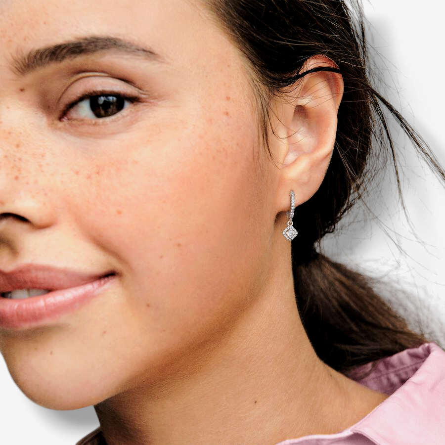 Square Sparkle Hoop Earrings - MG ESSENCE