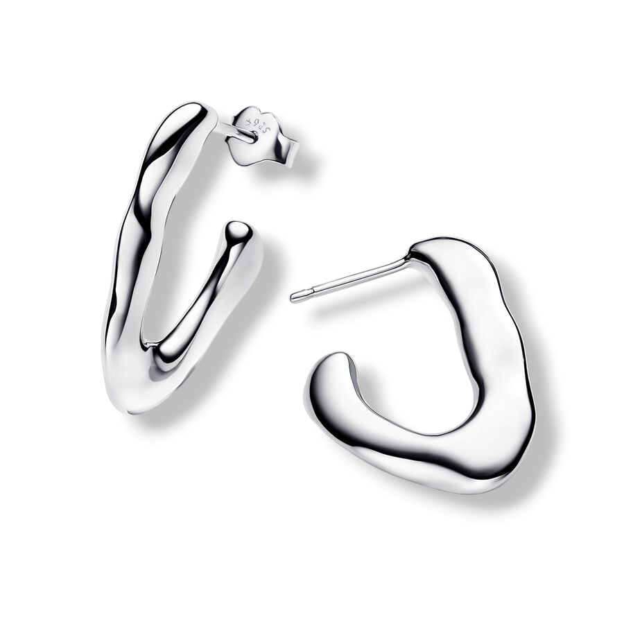 Organically V-Shaped Open Hoop Earrings - MG ESSENCE
