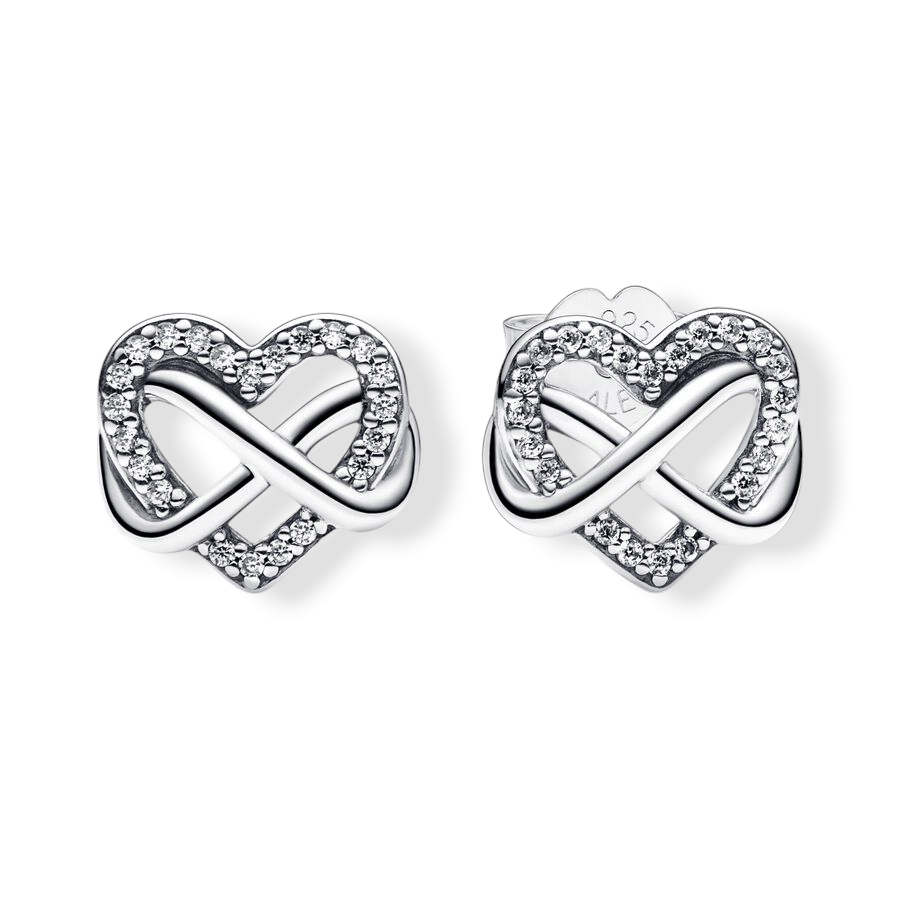 Sparkling Infinity Heart Stud Earrings - MG ESSENCE