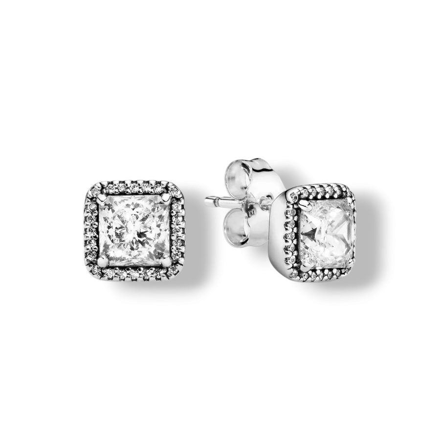 Square Sparkle Halo Stud Earrings - MG ESSENCE