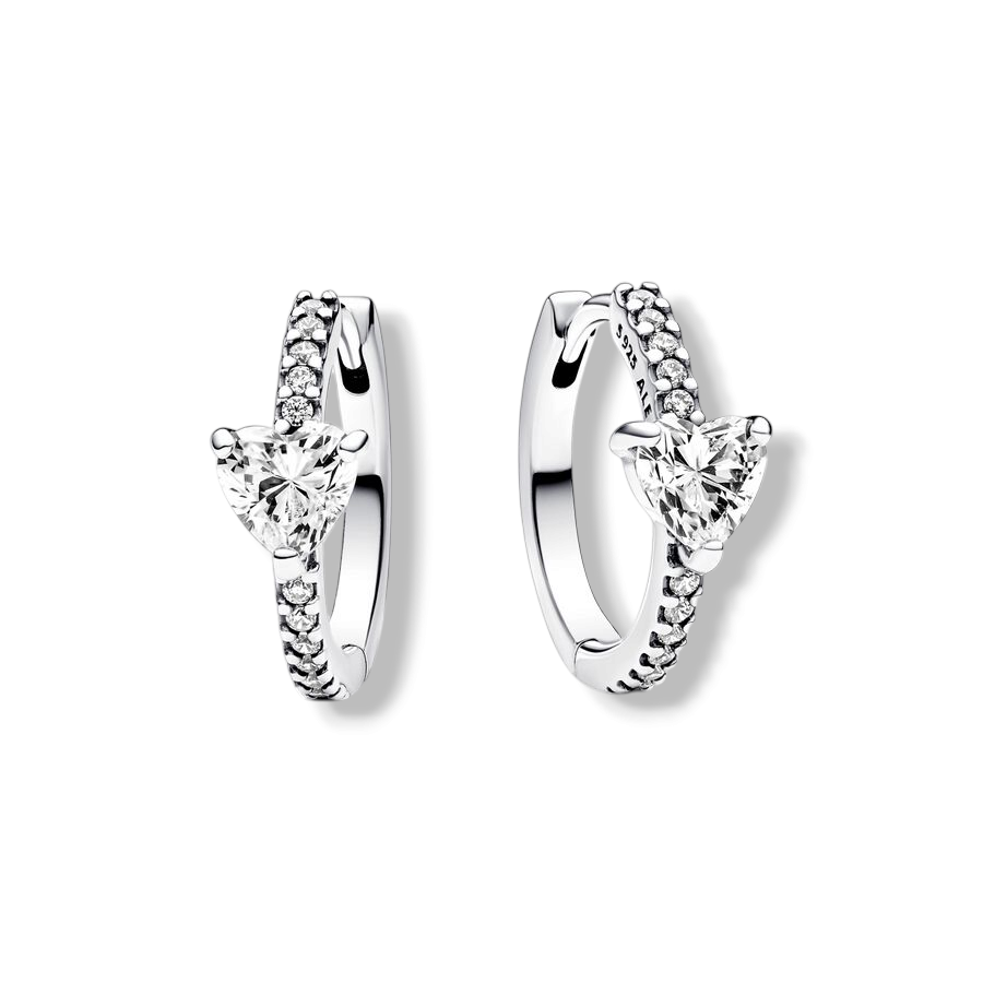 Sparkling Heartstone Hoop Earrings - MG ESSENCE