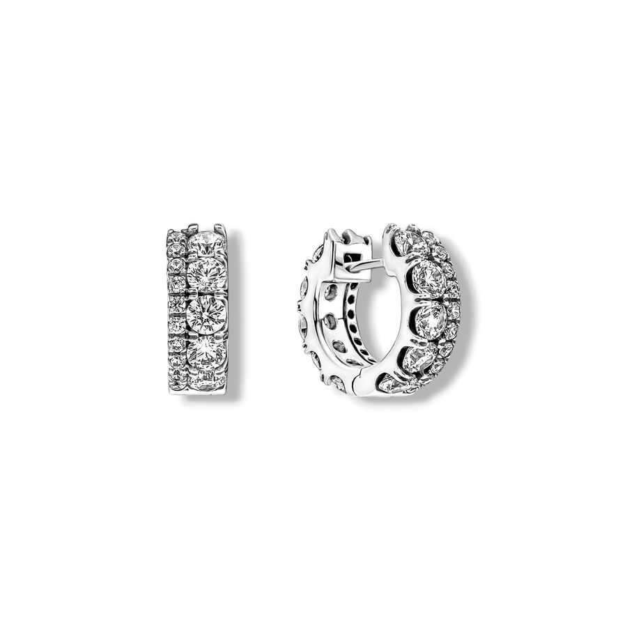 Double Band Pave Hoop Earrings - MG ESSENCE
