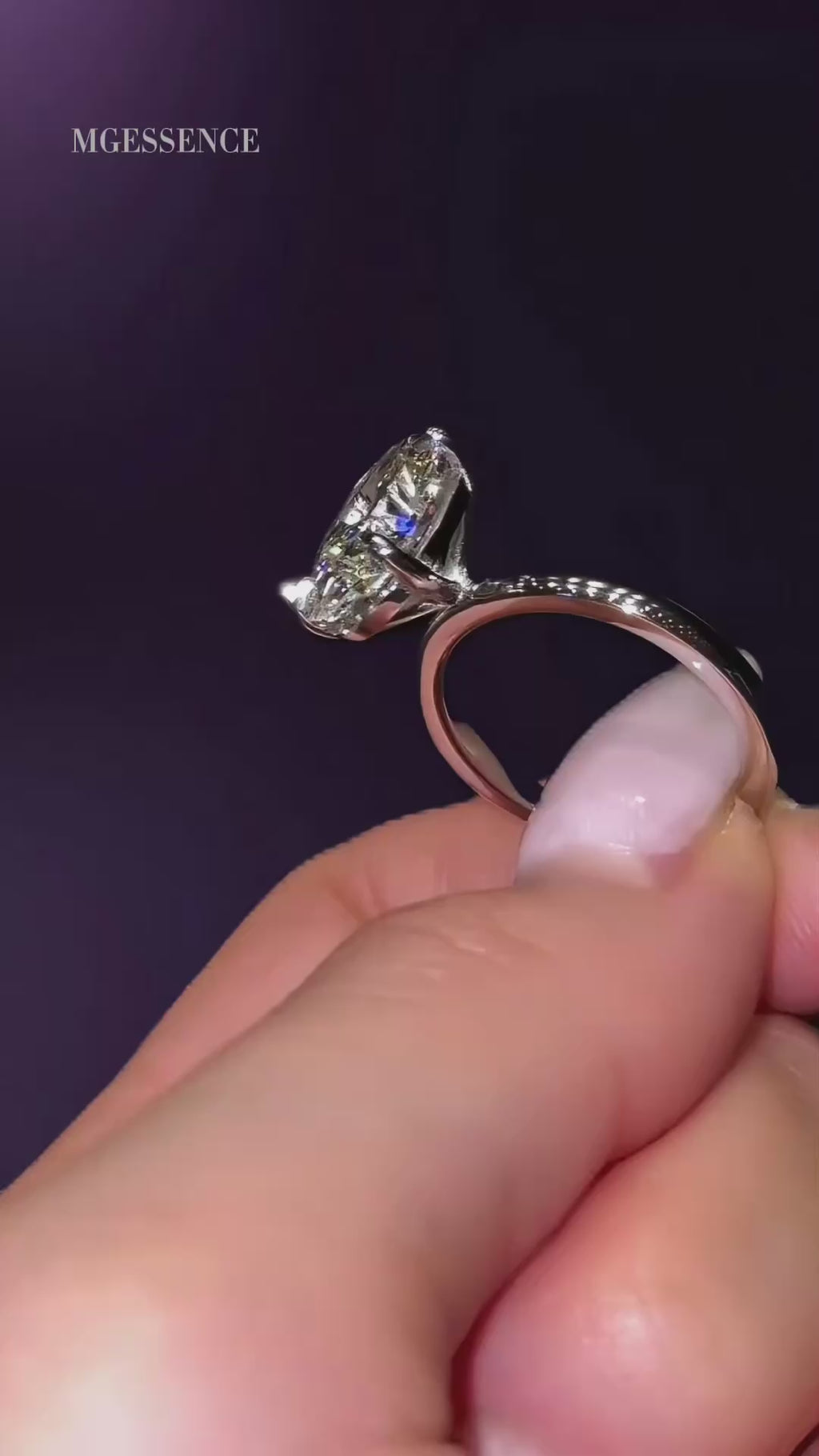 MG Solara™ 5.0ct Oval-Cut Solitaire Ring – Sterling Silver / White Gold (9ct & 14ct)