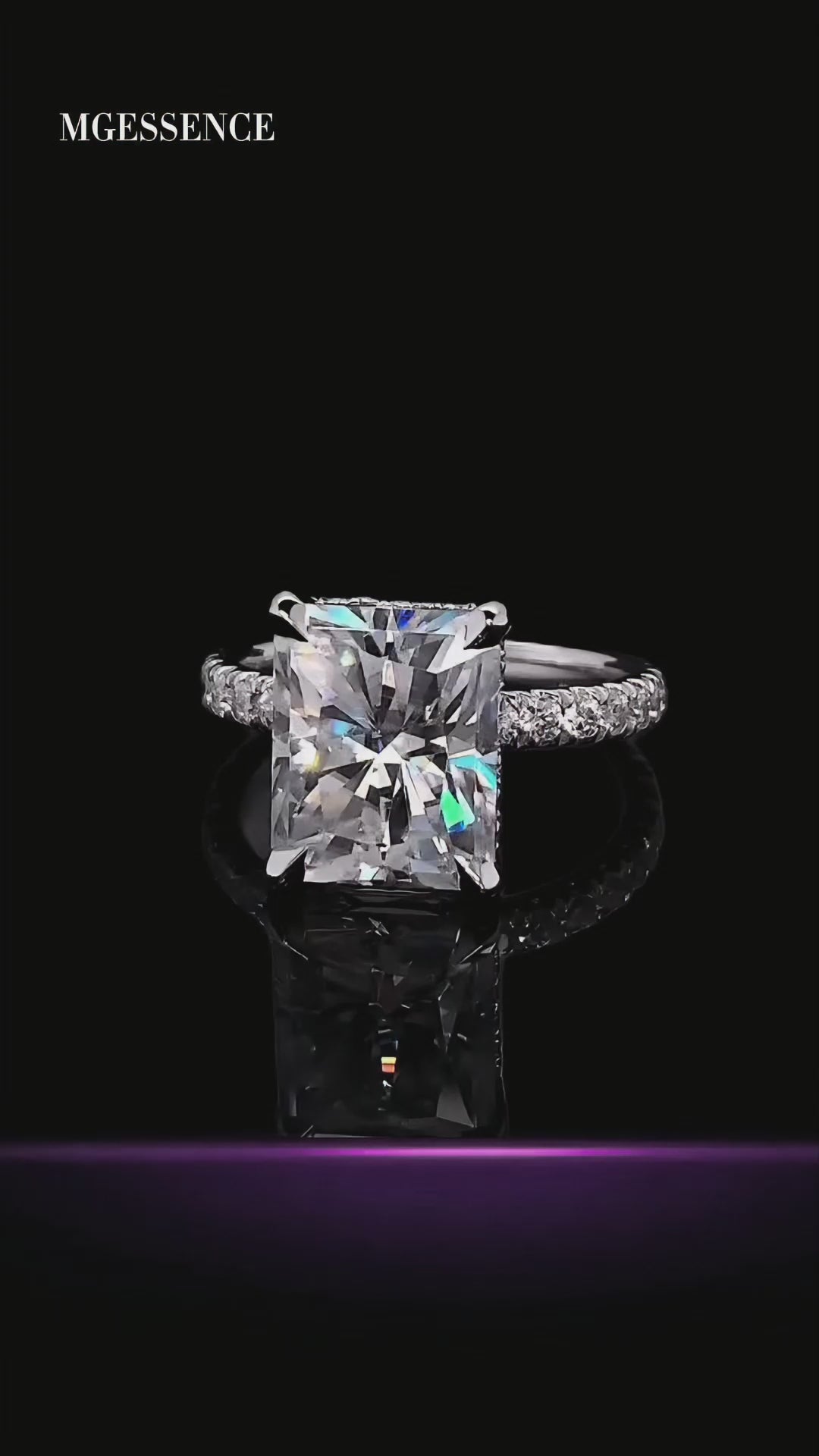 MG Vanter Glow™️ 4.0CT Radiant Cut with Hidden Halo & Pavé in Sterling Silver & 14CT White Gold