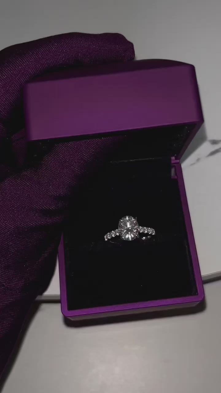 3.0ct Oval Cathedral Pavé Gemstone Ring